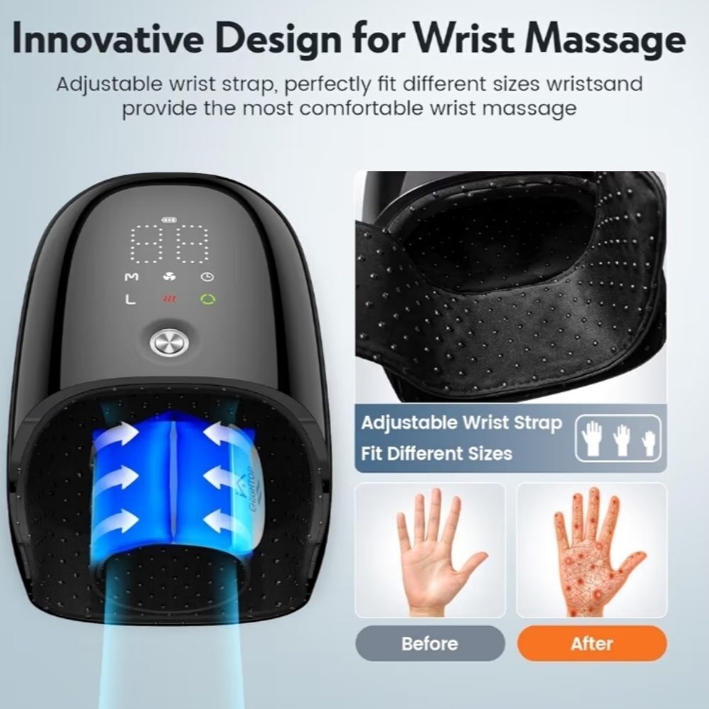 Black Hand and Wrist Massager with Heat
